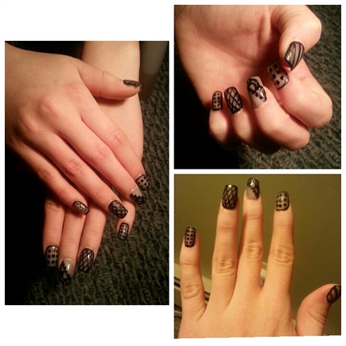 Nail Art: Black lace nails! 