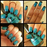 Teal and black gradient nails! 