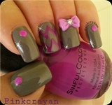 Grey nails with purple accents!