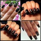 Sheer Black flower nail art!