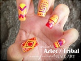 Colorful Aztec/Tribal inspired nail art