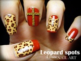 Leopard Spots &amp; Cross nail art