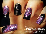 Glittery Purple Rock New Year nail art