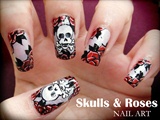 Skulls &amp; Roses nail art