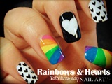 Rainbows &amp; Hearts nail art