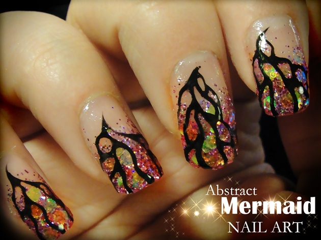 Abstract Mermaid nail art