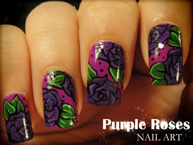 Purple Roses nail art