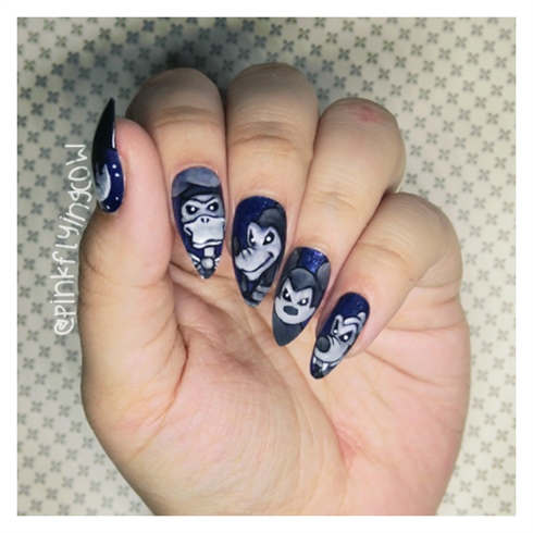 Zombie Disney Halloween nail art