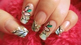 Zebra floral nail design