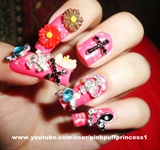 Japanese 3D Nail Art With Silver Flakes