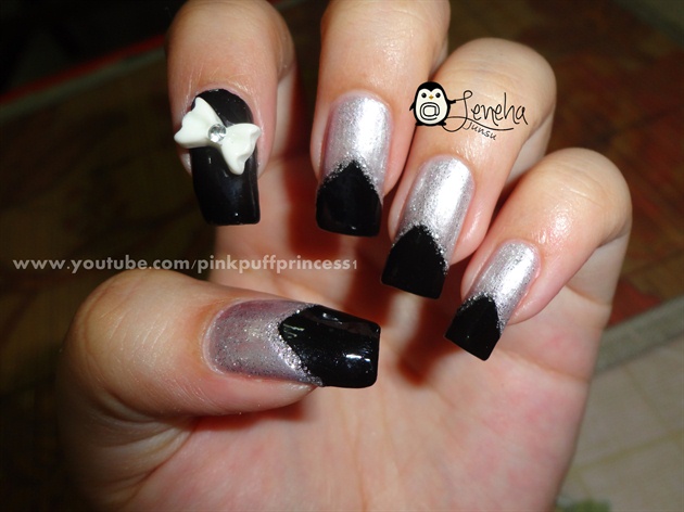 Chevron Nails Black and Silver