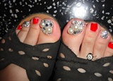 Red Japanese Toe Nail Art