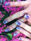 purple crystal w/ white flowers