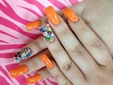 Super bling w/ oragne nails