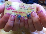 Blue 3D flowers w/ pink tips