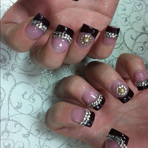 Black tips with bling line