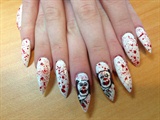 Red &amp; white halloween nails