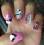 zebra pink nails