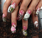 Long nails with 3d designs