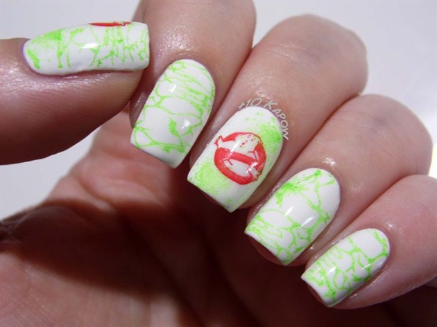 Ghosbusters Ectoplasm nails