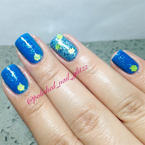Blue and Sunflower Glitter Placement