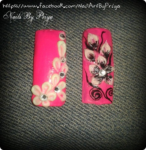 3d acrylic floral nails....