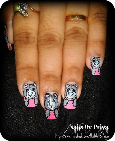 cute teddy bear nails