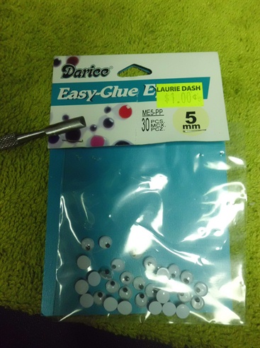 Darice Easy glue Eyes, sponge,nail polish remover, cotton wool.