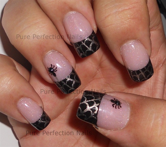 Spider Web French Stamping Nail Art 