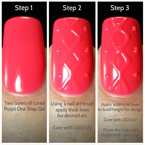 Step by Step 3D nail art using Purjoi Nail Studio gel polish.