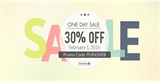 30% Off One Day Sale On 2/1/2015