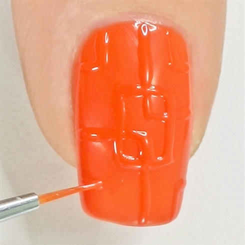 Step 3.  \n\nUsing your favorite nail art brush out line your desired 3D nail art.\n\nCure in LED light for 90 seconds.  3D nail art requires longer curing due to thickness of gel polish.  