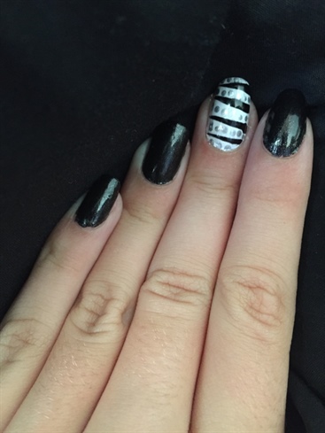 Black, Silver, And White Accent Nail