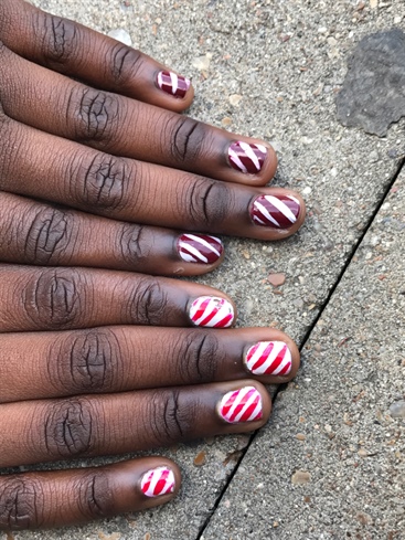 Red &amp; White Stripped Nails