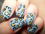 blue lepord print nails