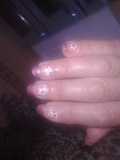 Pink glitter tips with flowers