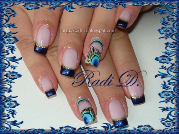 Blue french &amp; feather
