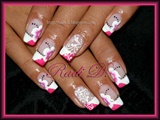 Hot pink and white