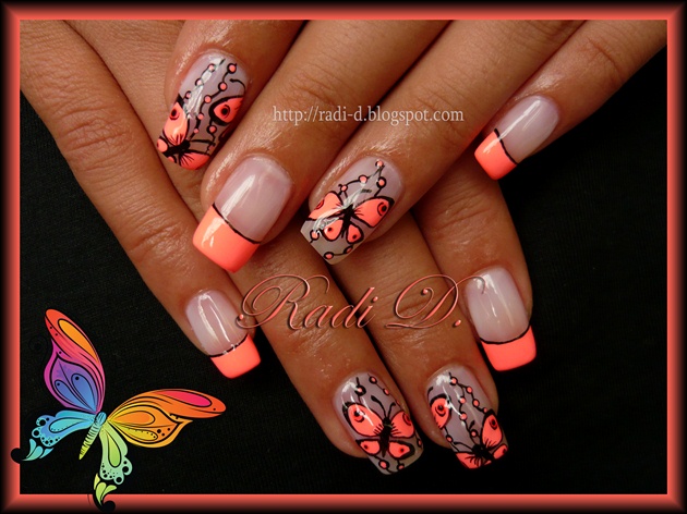 Neon French &amp; Butterflies