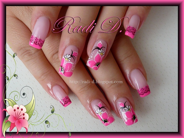 Neon Pink Tips and Flowers