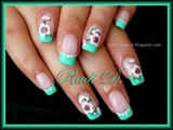 Mint green french and flowers