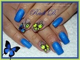 Blue and Yellow neon Butterflies