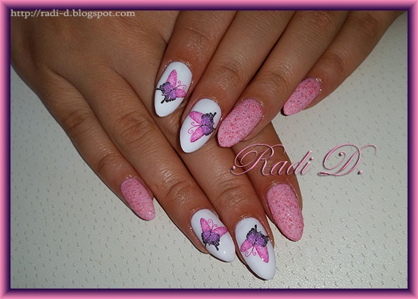 Almond nails with Butterflies