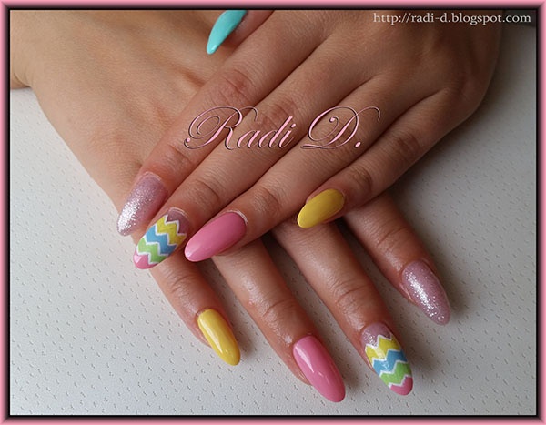 Long Almond Nails in Pastel colors