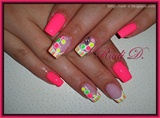 Neon pink with Bubbles
