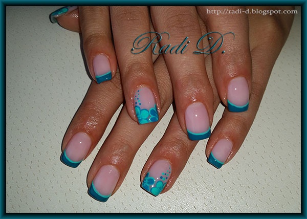 Turquoise French with opposite flowers