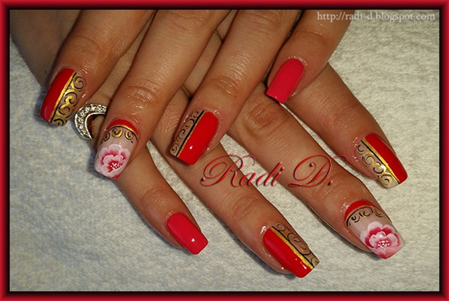 Red with gold elements &amp; Flower