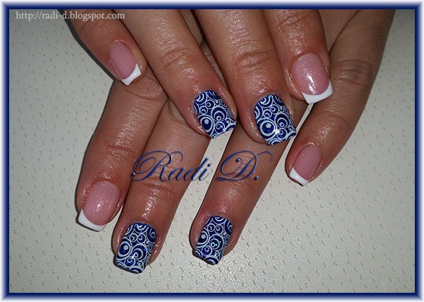 Royal blue with circles and french