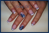 French with blue metallic flowers