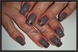 Muddy brown gel polish with gold foil